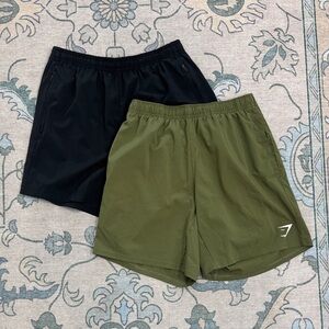 Gymshark Two Pairs Black Olive Athletic Shorts